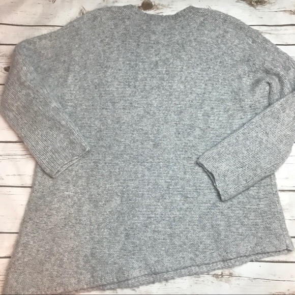 Eileen Fisher Grey Asymmetrical Hem Wool Sweater - Picture 2 of 3